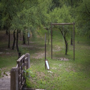 Immagine del Parco Giardino Botanico delle Ginestre a Rivadolmo di Baone con alberi e strutture per il gioco